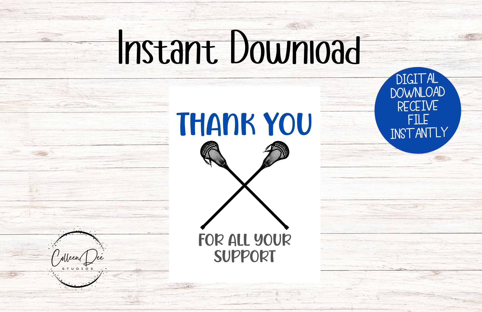 Lacrosse thank you for all your support printable tag thank you tag printable tag instant download fundraiser thank you lacrosse