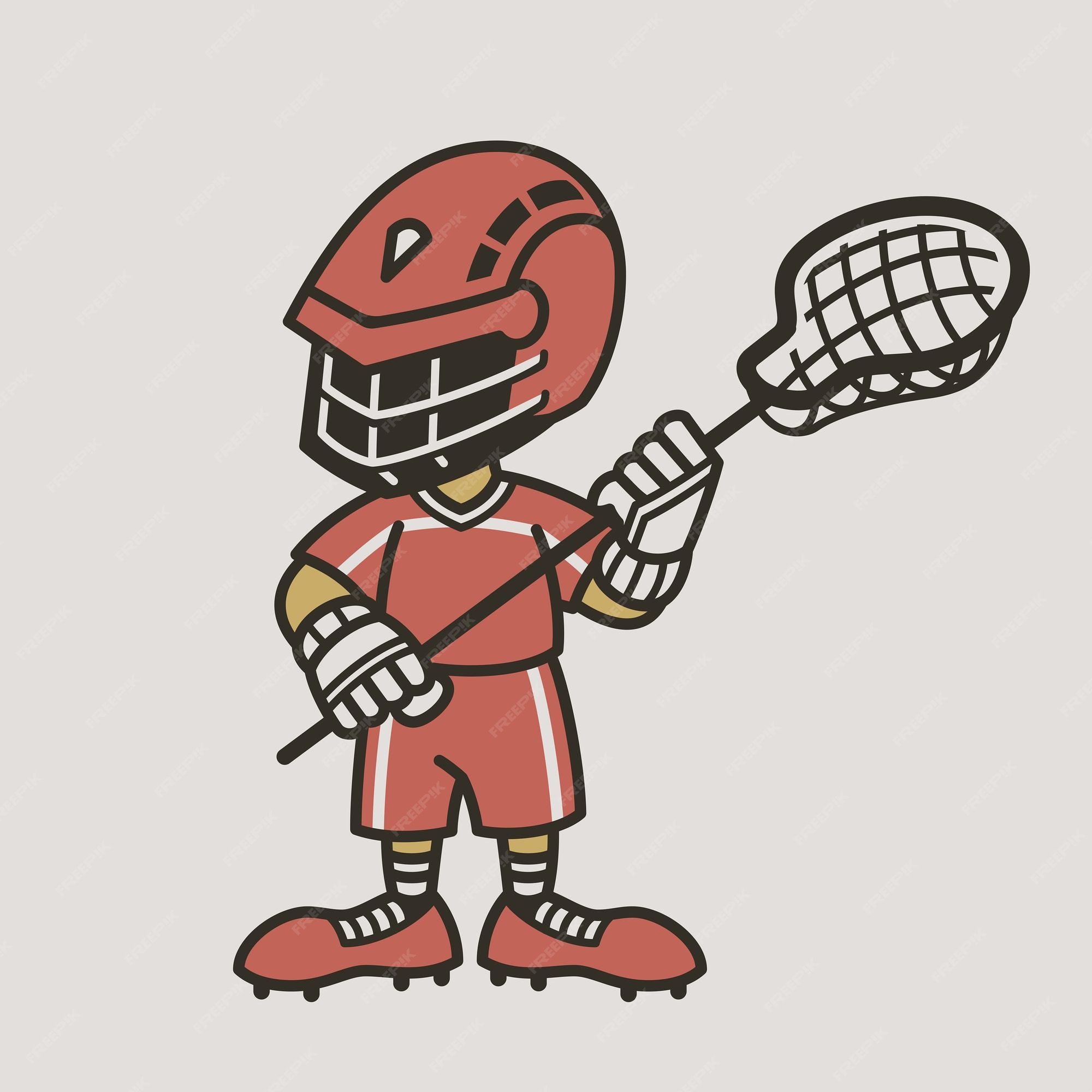Premium vector cartoon kid playing lacrosse cartoon isolated