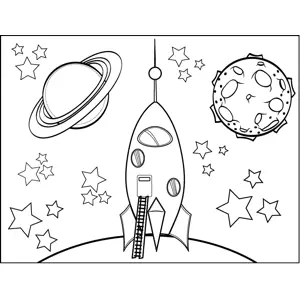 Spacetravelship with ladder coloring page
