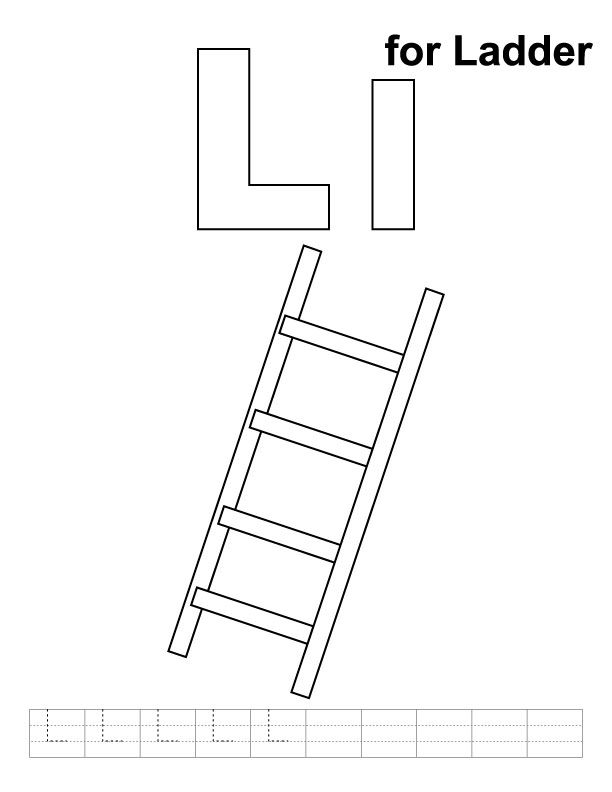 L for ladder coloring page with handwriting practice alphabet coloring pages kids handwriting practice abc coloring pages
