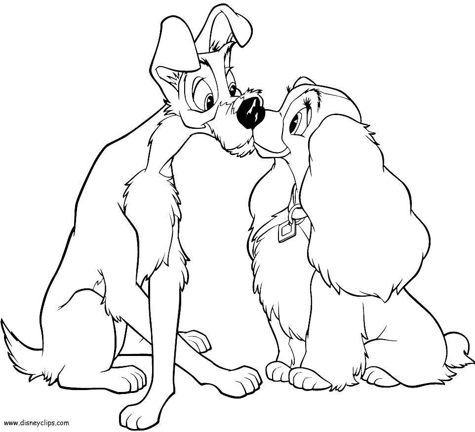 Lady and the tramp coloring pages