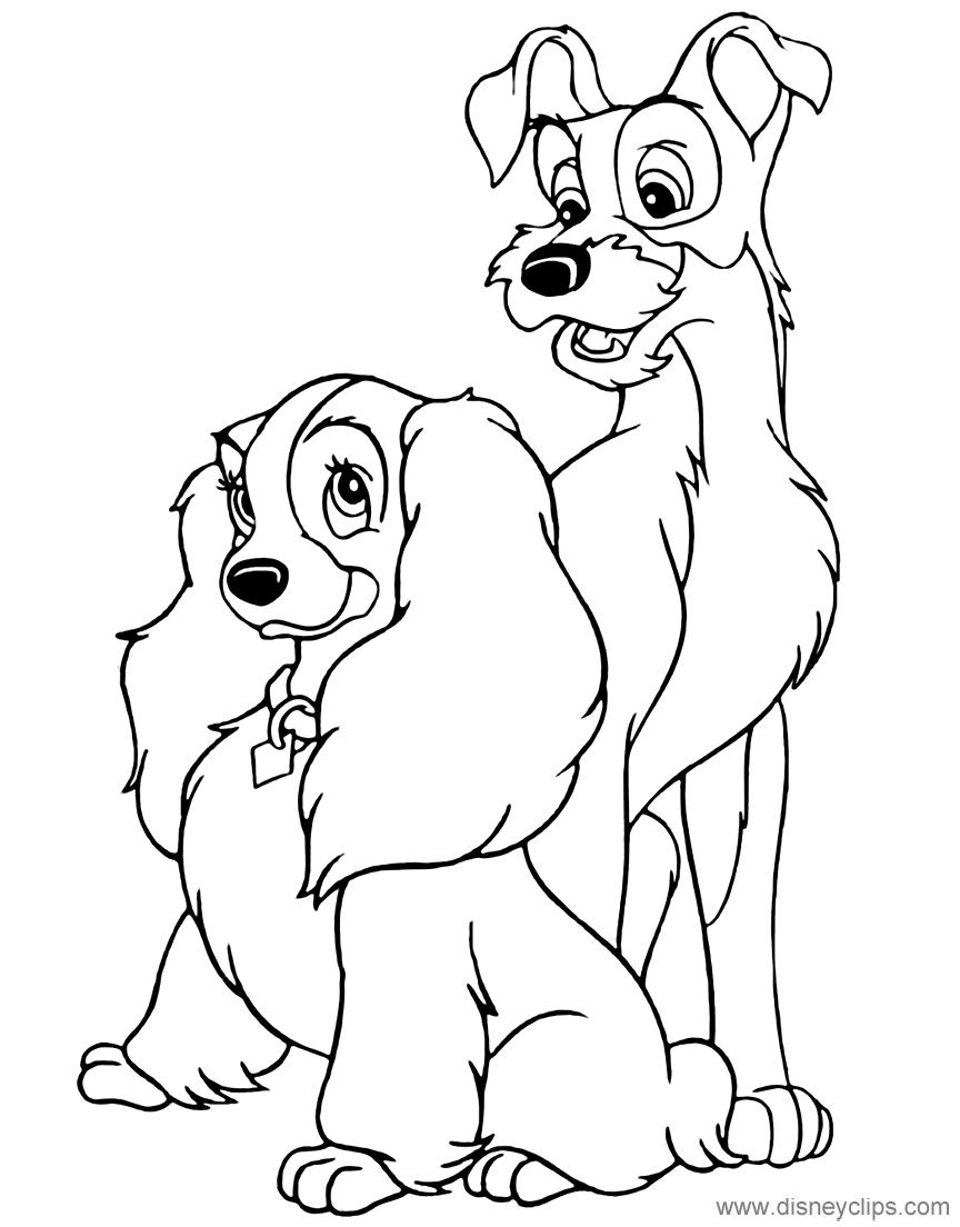 Lady and the tramp coloring pages