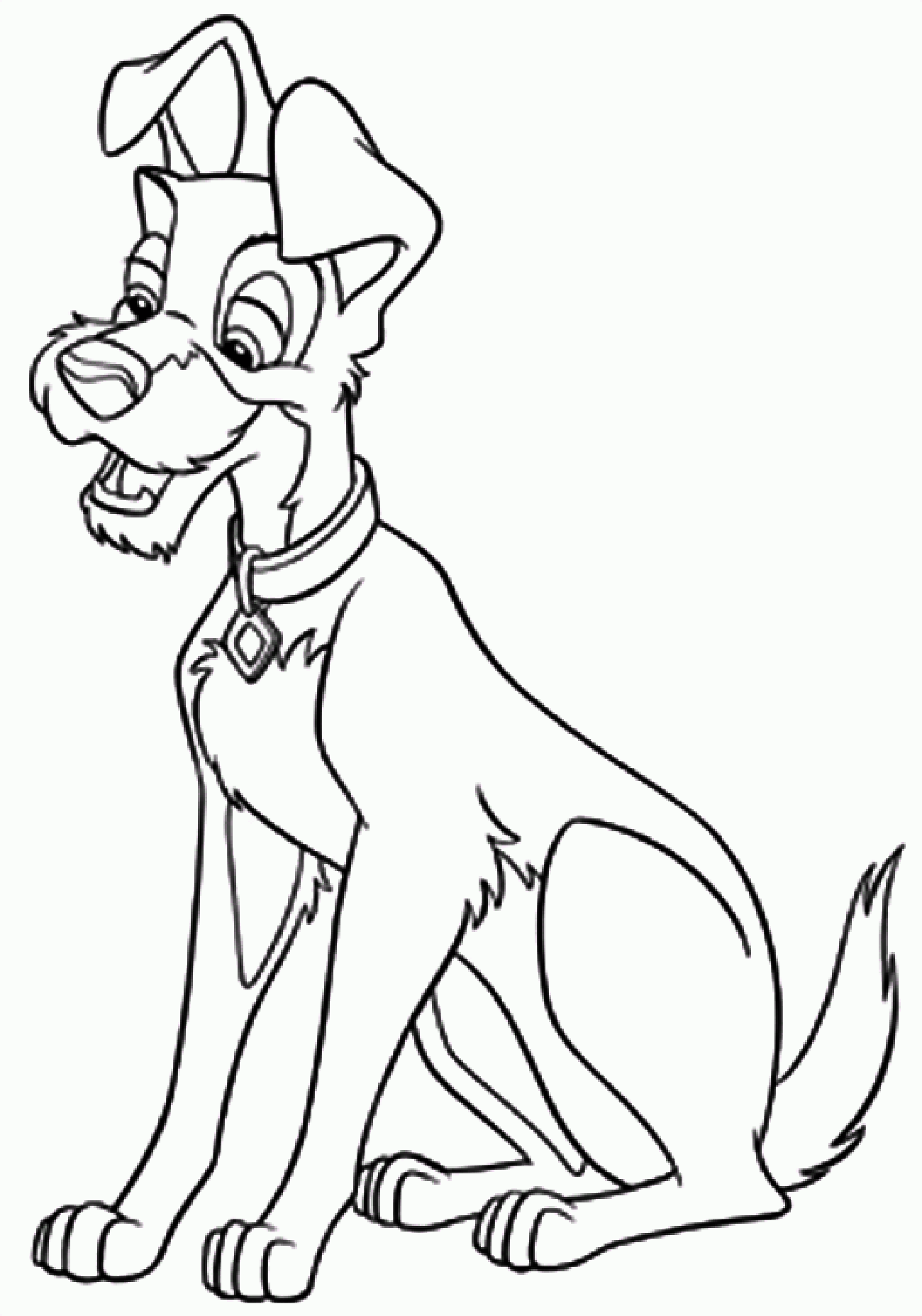 Free printable and coloring drawing of beauty and the tramp
