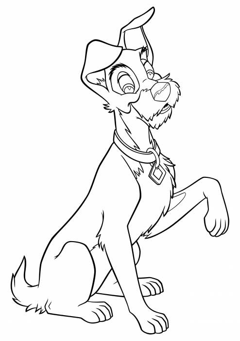 The tramp raised his paw coloring pages lady and the tramp coloring pages