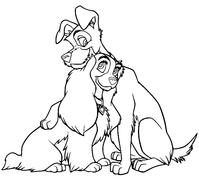 Lady and the tramp coloring pages printable for free download