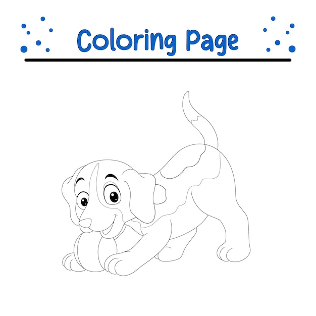 Premium vector cute dog playing cartoon coloring page illustration vector animal isolated coloring book for kids