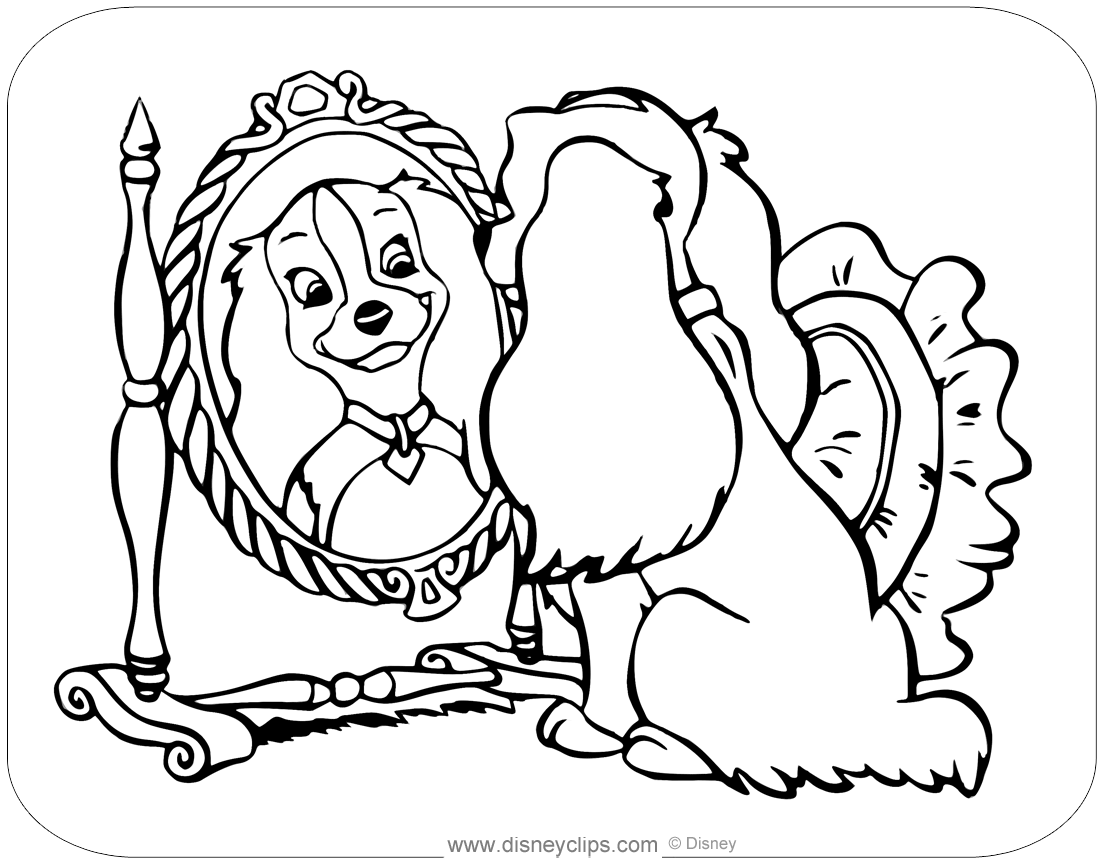Lady and the tramp coloring pages