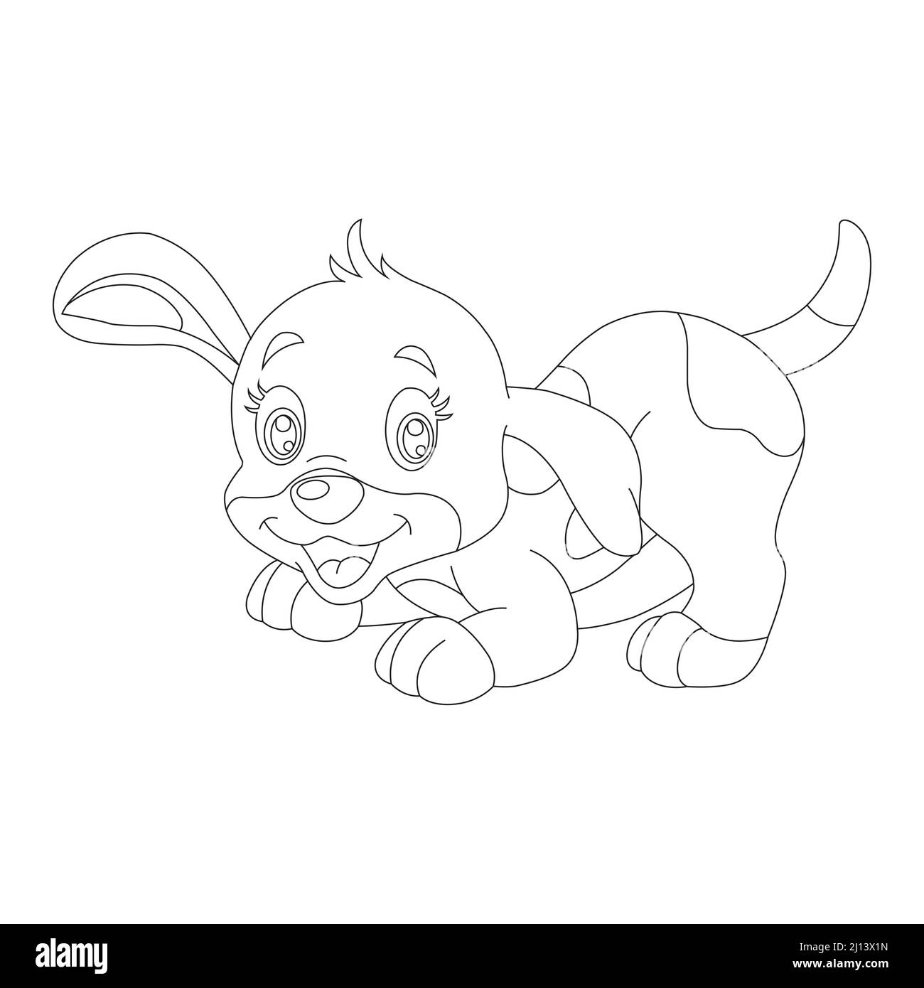Cute puppy dog outline coloring page for kids animal coloring book cartoon vector illustration stock vector image art