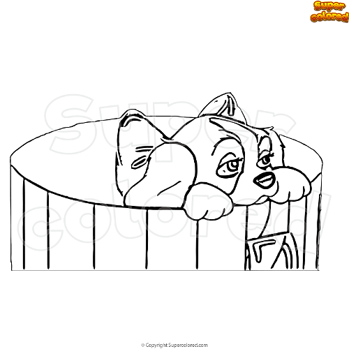 Coloring page puppy in the box lady and the tramp