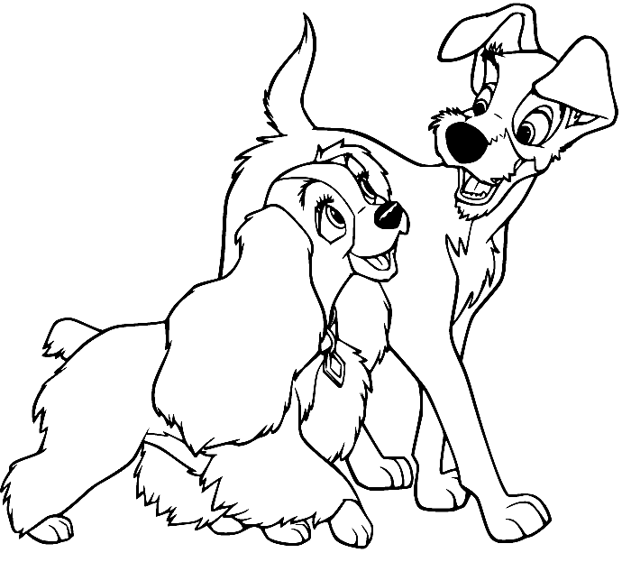Lady and the tramp coloring pages printable for free download