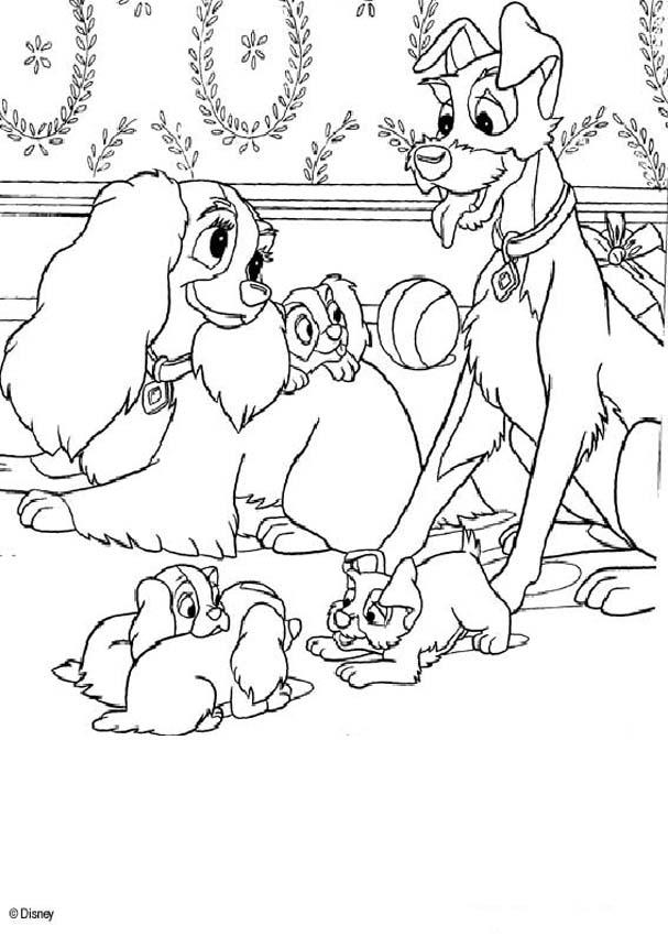 Lady and tramp happy family coloring pages