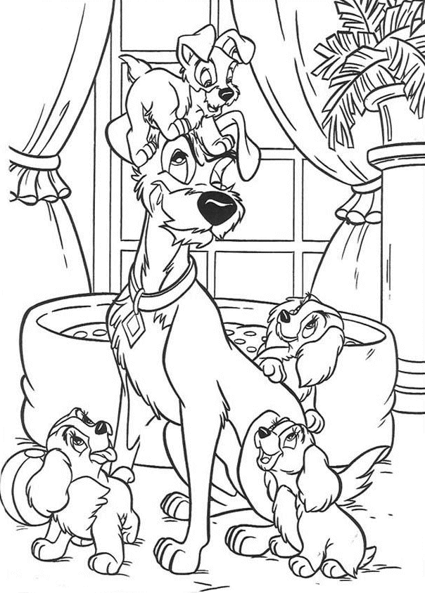 Lady and the tramp coloring pages