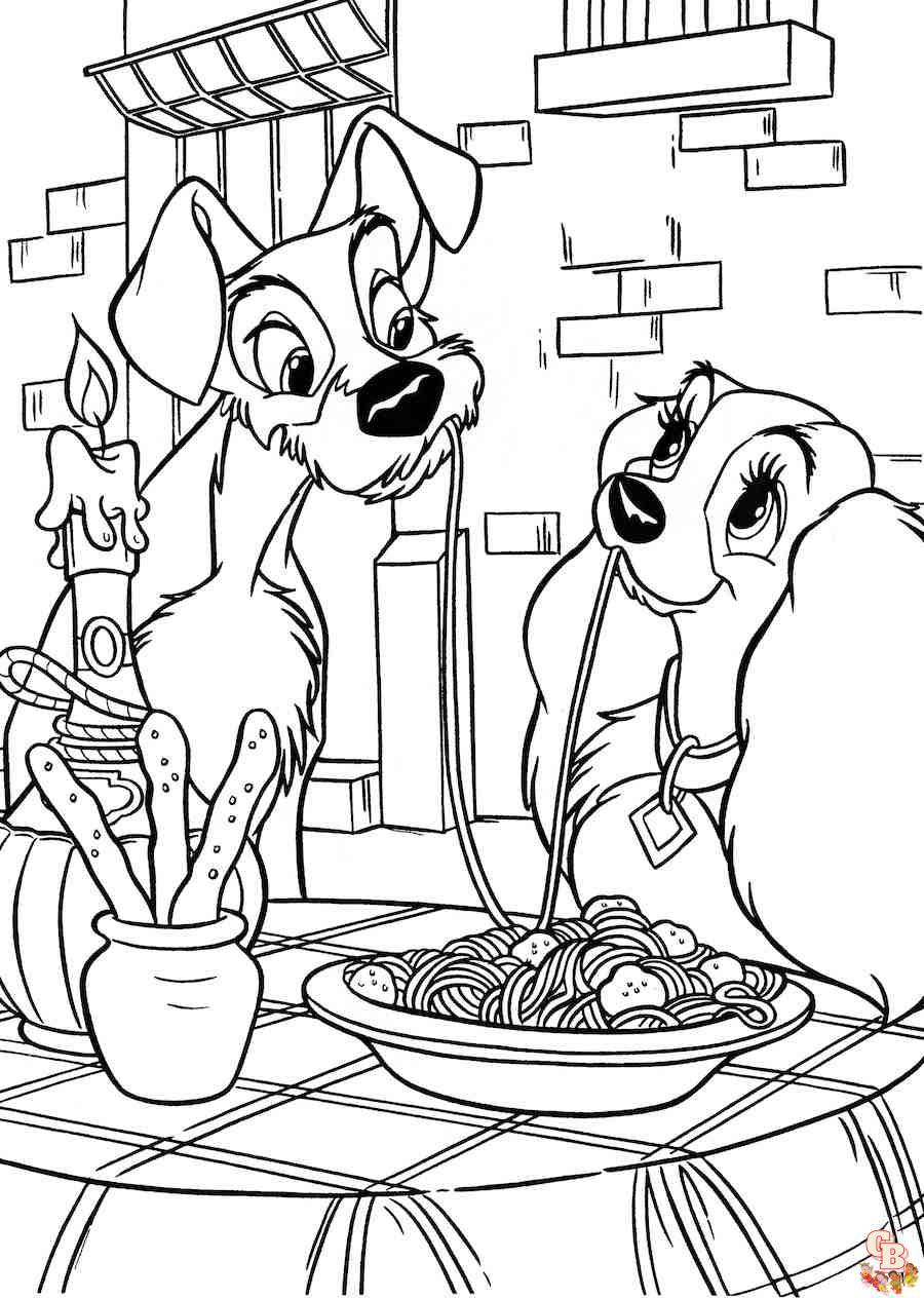 Enjoy free lady and the tramp coloring pages