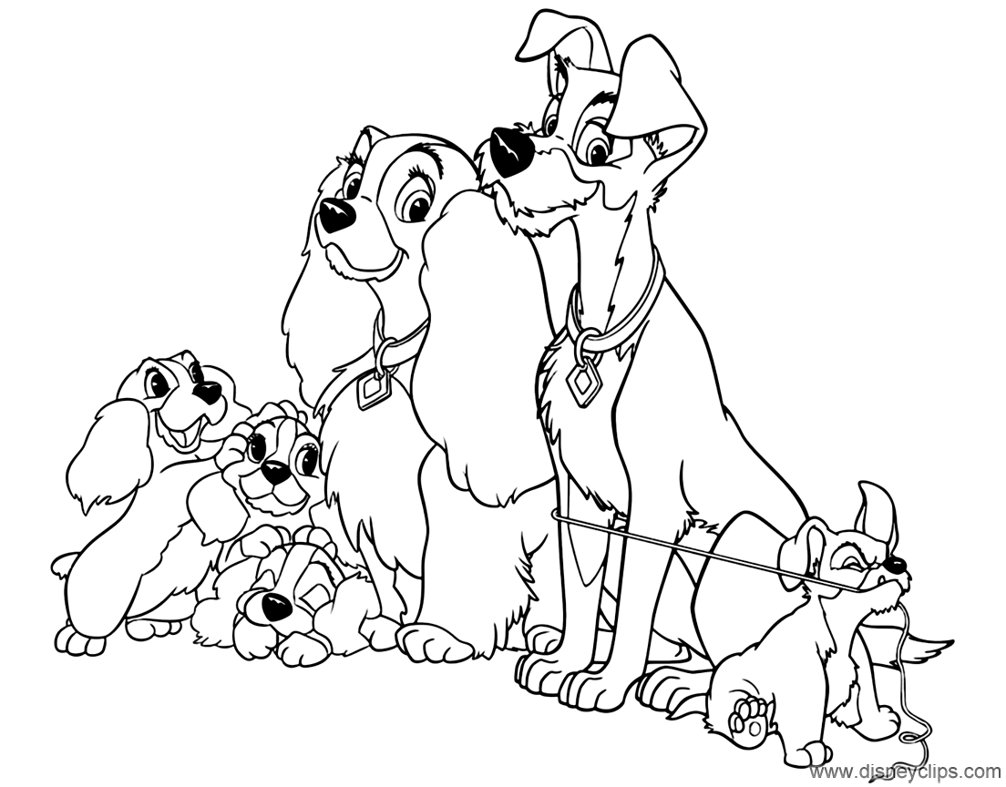 Lady and the tramp coloring pages