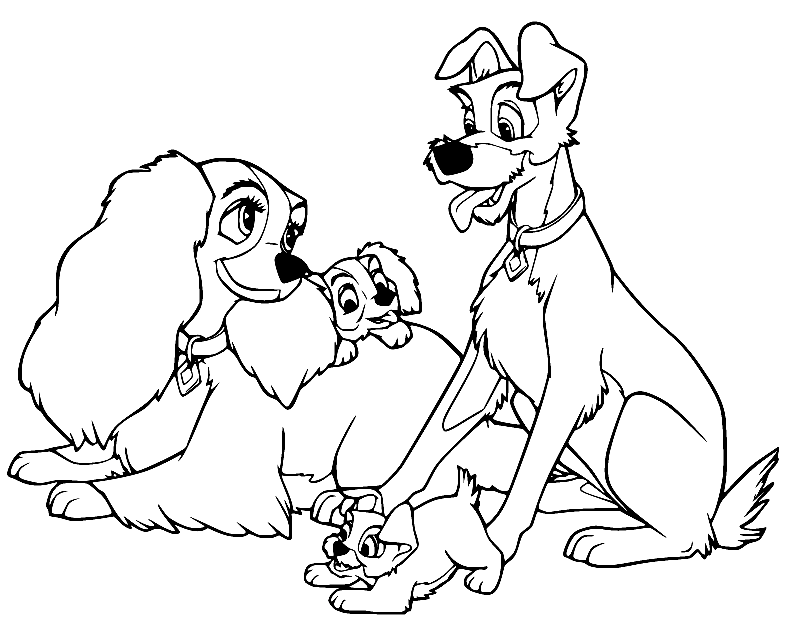 Lady and the tramp coloring pages printable for free download