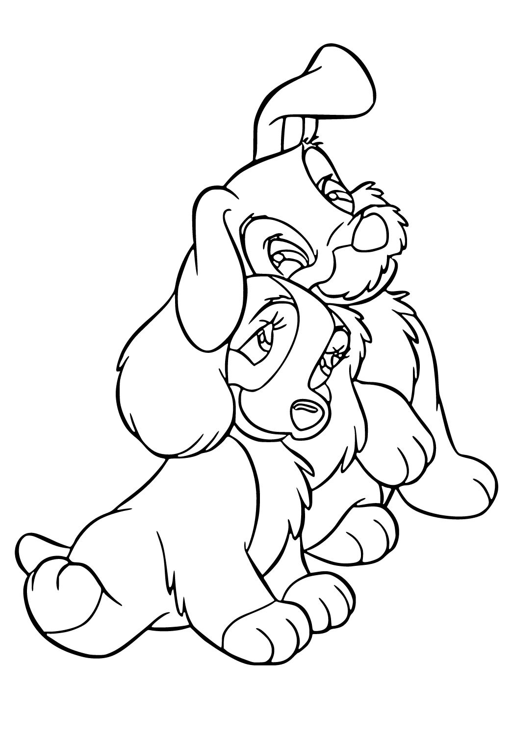 Free printable lady and the tramp puppies coloring page for adults and kids