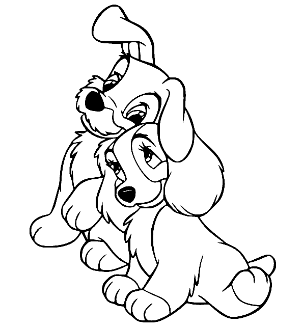 Lady and the tramp coloring pages printable for free download