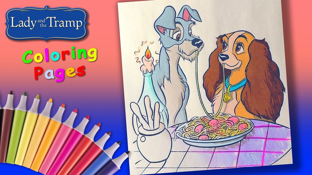 Lady and the trap coloring forkids walt disney coloring book for children