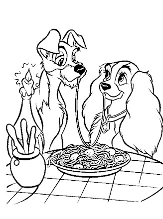 Lady and the tramp coloring page