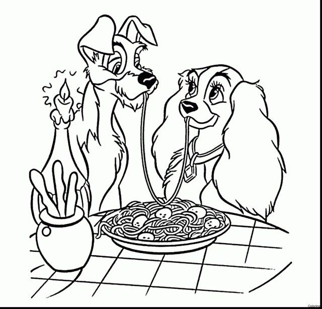Inspiration photo of lady and the tramp coloring pages