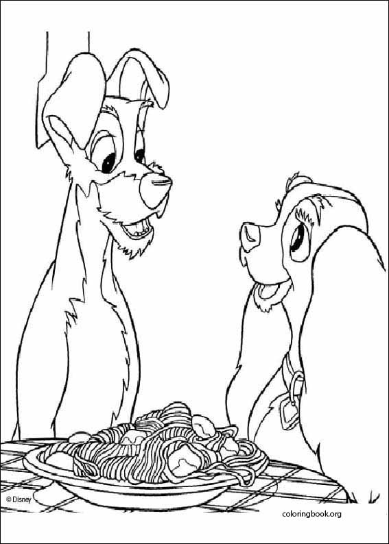 Lady and the tramp coloring page