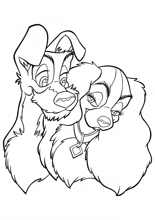 Portrait of the lady and the tramp coloring pages lady and the tramp coloring pages