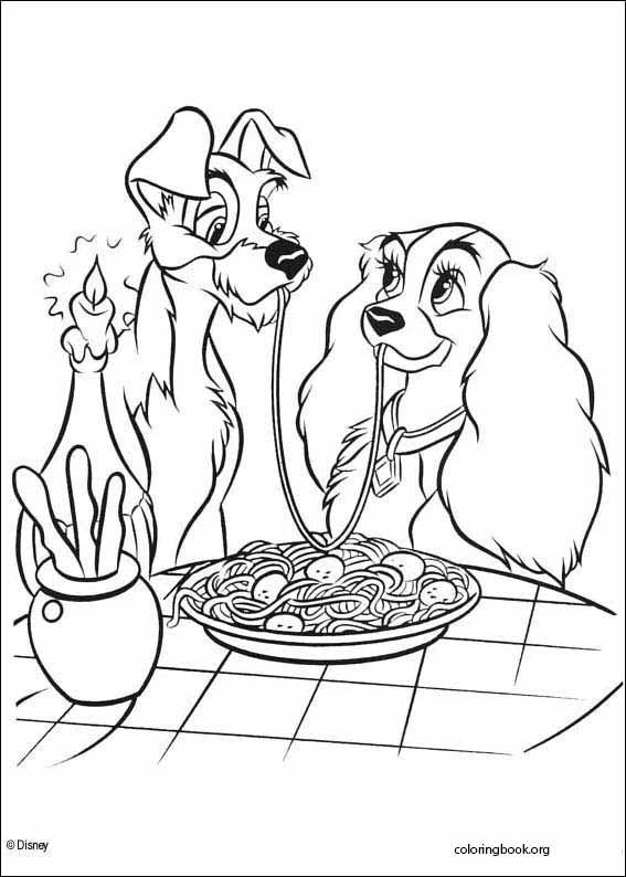 Lady and the tramp coloring page