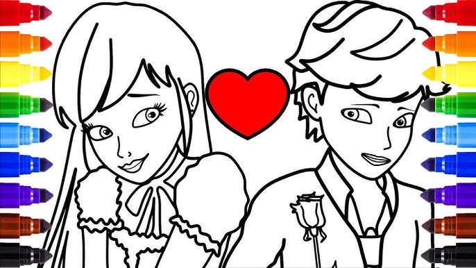 Miraculous ladybug coloring pages how to draw and color ladybug marinette and cat noir adrien