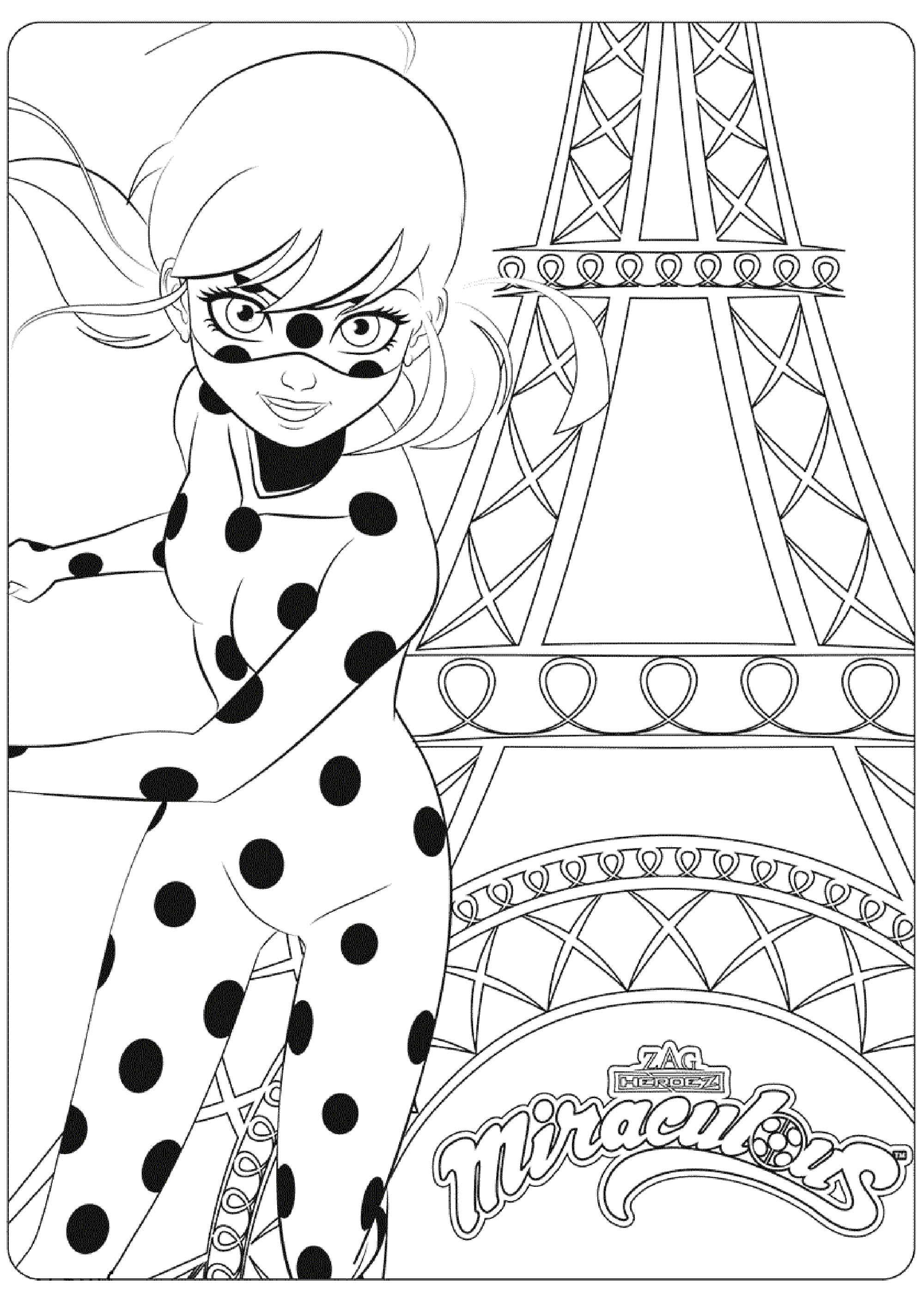 Miraculous lady bug free to color for children