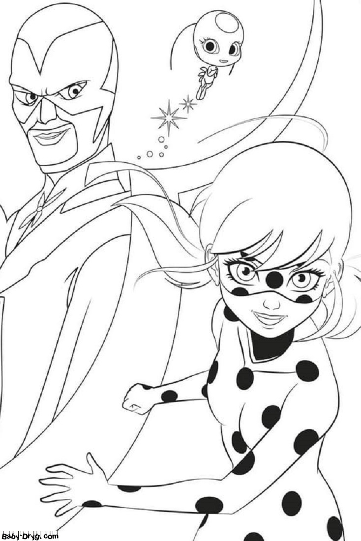 Coloring page ready for battle coloring ladybug and cat noir