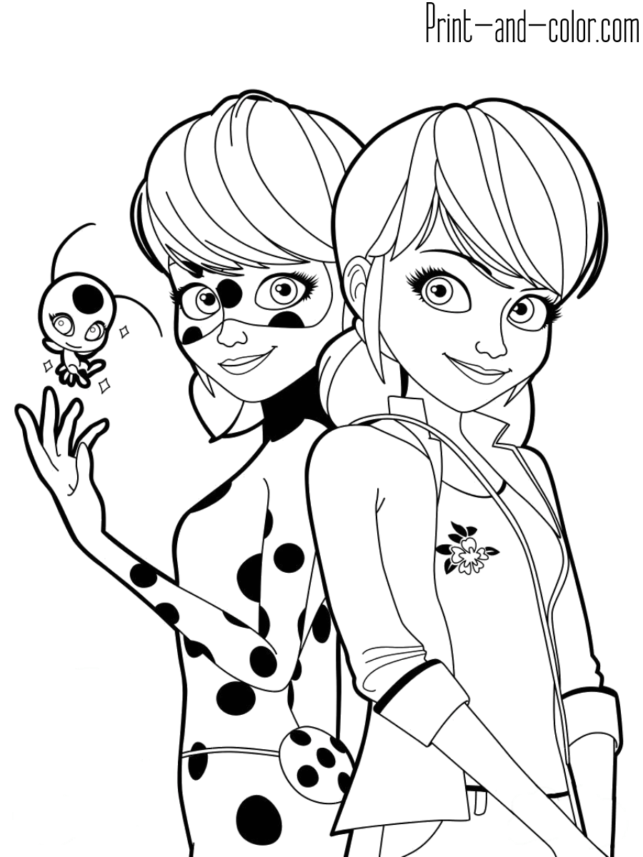 Miraculous tales of ladybug cat noir coloring pages print and color