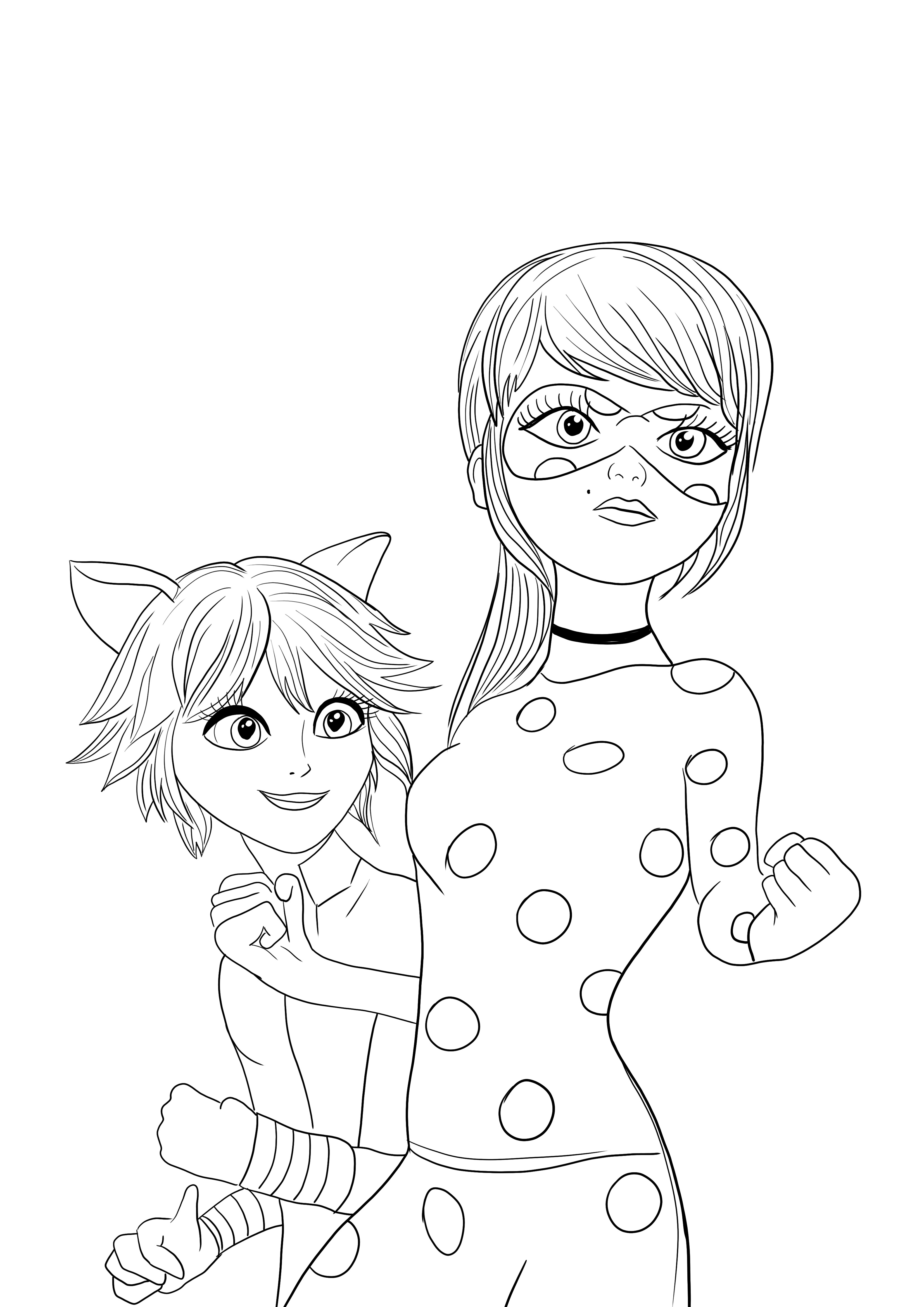 Lady bug and cat noir for free printing sheet