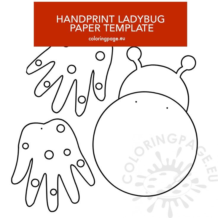 Handprint ladybird paper craft template coloring page