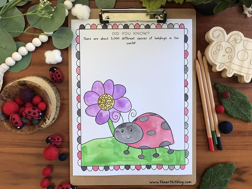 Cute flower and ladybug coloring page free printable â the art kit
