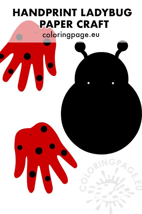 Simple ladybug paper craft for kids coloring page