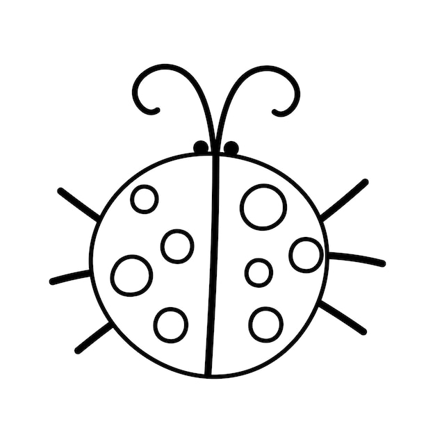 Premium vector vector black and white ladybug icon outline woodland forest or garden insect coloring page cute ladybird illustration for kids isolated on white backgroundxa