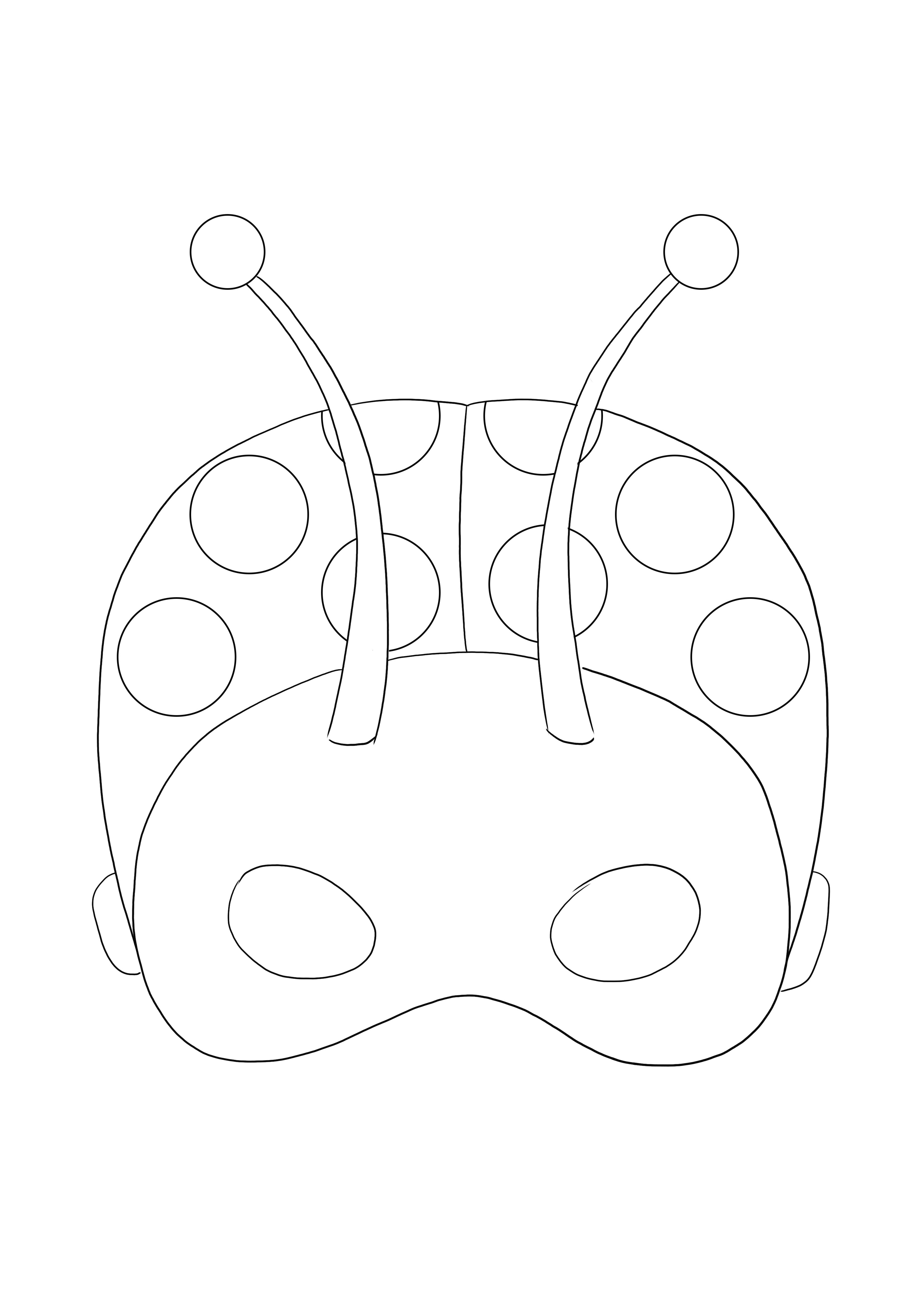Ladybug mask coloring page free to download or print and color