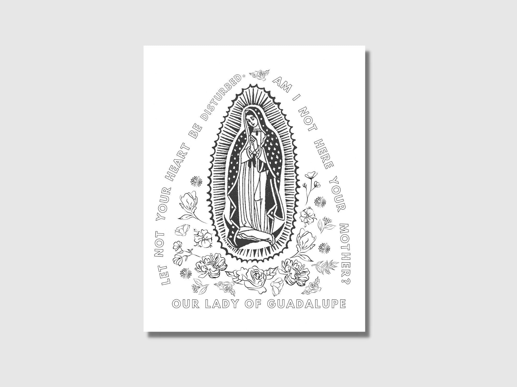 Our lady of guadalupe coloring page catholic coloring page printable coloring page pdf