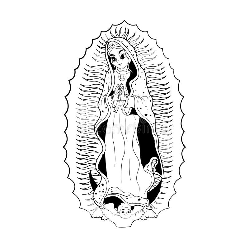 Black white virgin guadalupe stock illustrations â black white virgin guadalupe stock illustrations vectors clipart