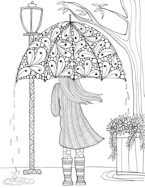 Prettiest umbrella girl coloring page