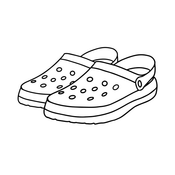 Crocs isolated on a white background beach sandals hand drawn vector illustration in doodle style stock illustration