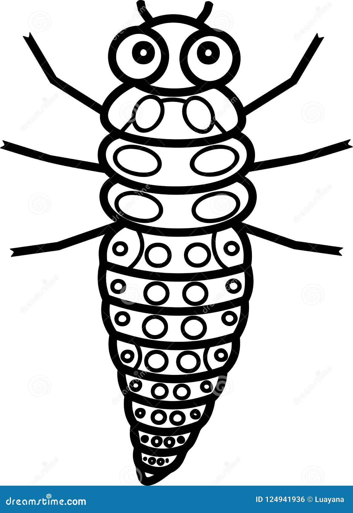 Coloring page larva of ladybird stock vector