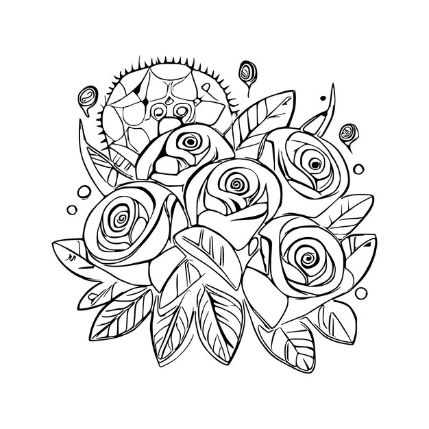 Premium vector beautiful roses coloring book roses coloring page roses line art outline flowers