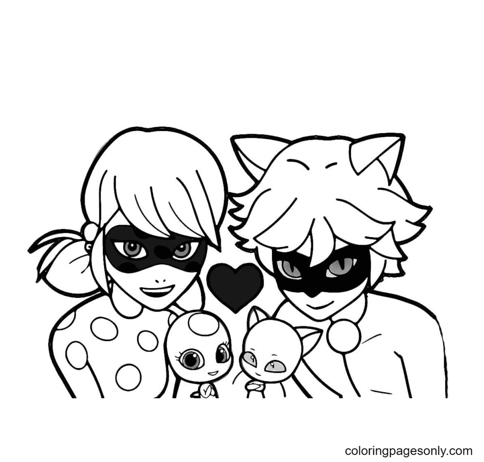 Ladybug and cat noir coloring pages printable for free download
