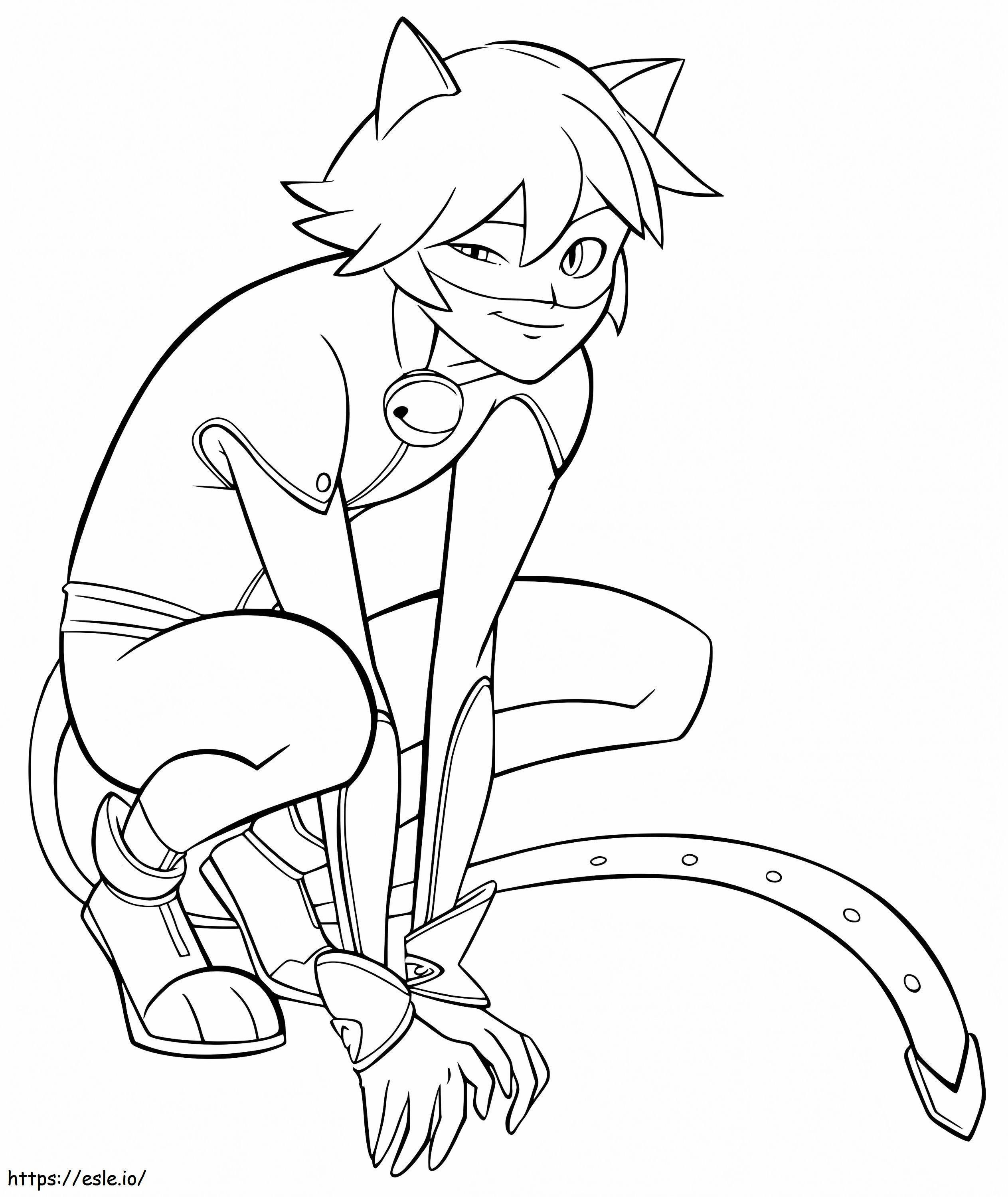 Printable cat noir coloring page