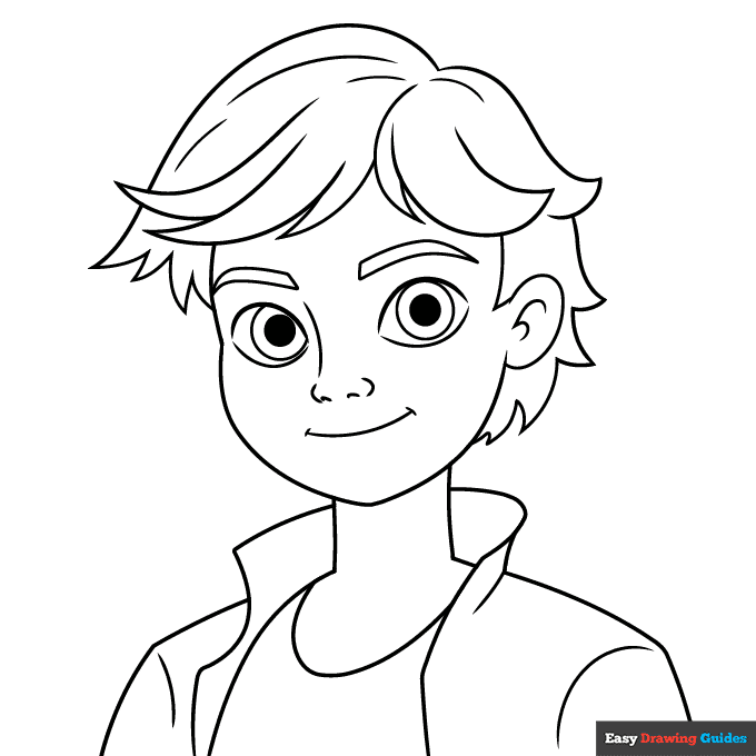 Adrien agreste from miraculous coloring page easy drawing guides