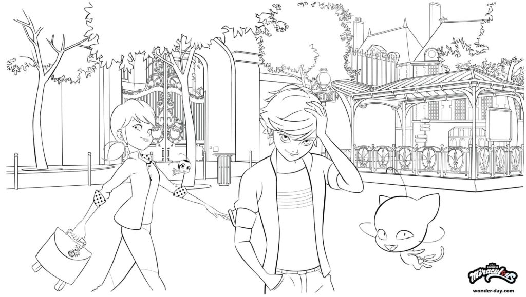 Ladybug and cat noir coloring pages printable coloring pages