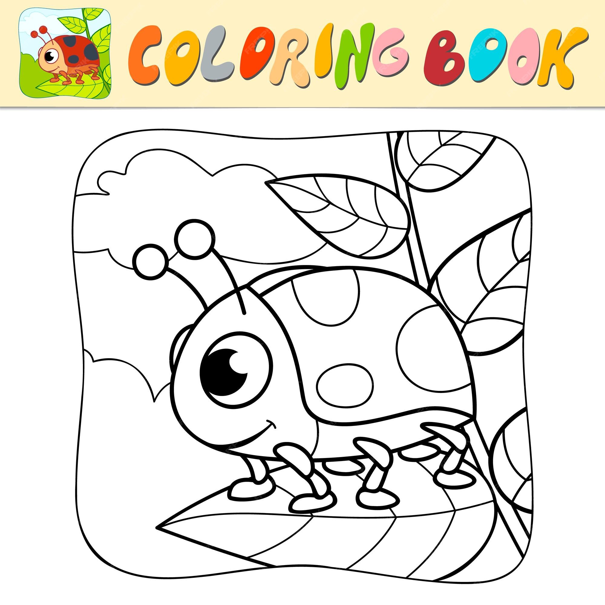 Premium vector coloring book or coloring page for kids ladybug black and white vector nature background
