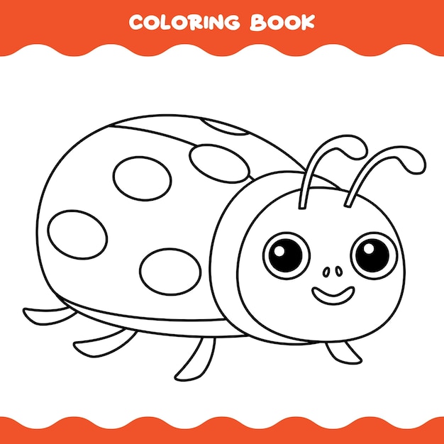 Premium vector coloring page with cartoon ladybug