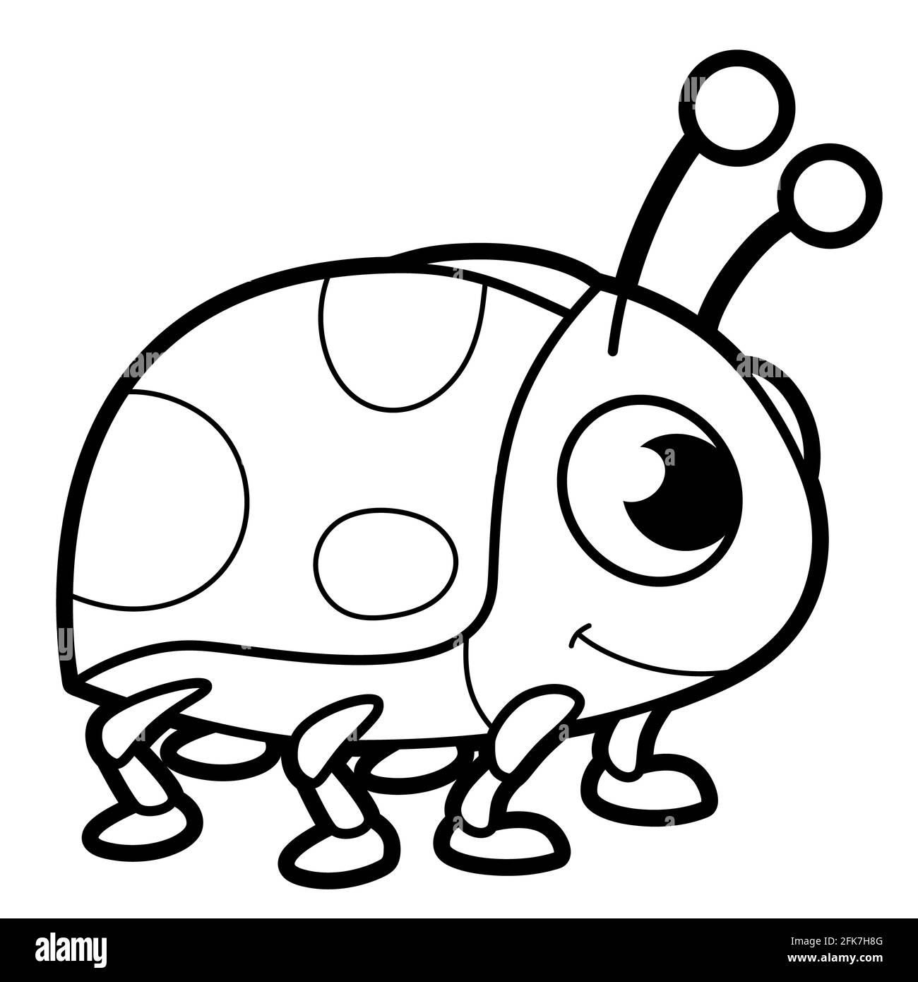 Coloring book or page for kids ladybug black and white illustration stock photo